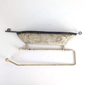 Vintage Rustic Wooden Boat Wall Hanging Paper Hand Towel Rack Nautical Coastal